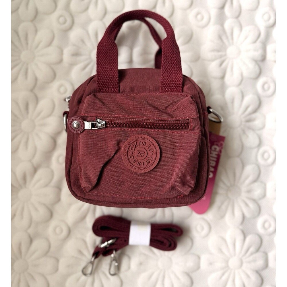 Burgundy Lightweight Waterproof Nylon Mini Crossbody Phone Bag
